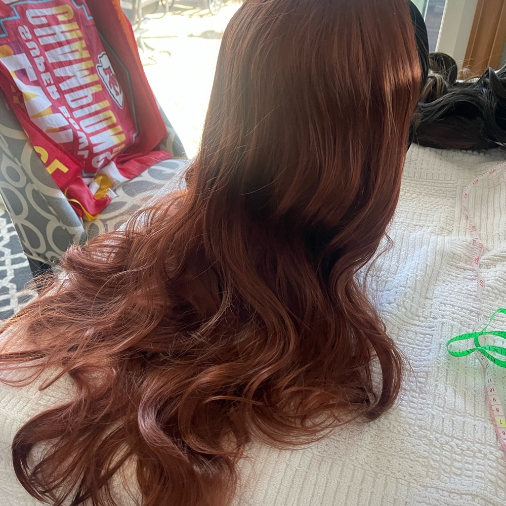 New Stylish Auburn/Red Mix Wavy Long Wig